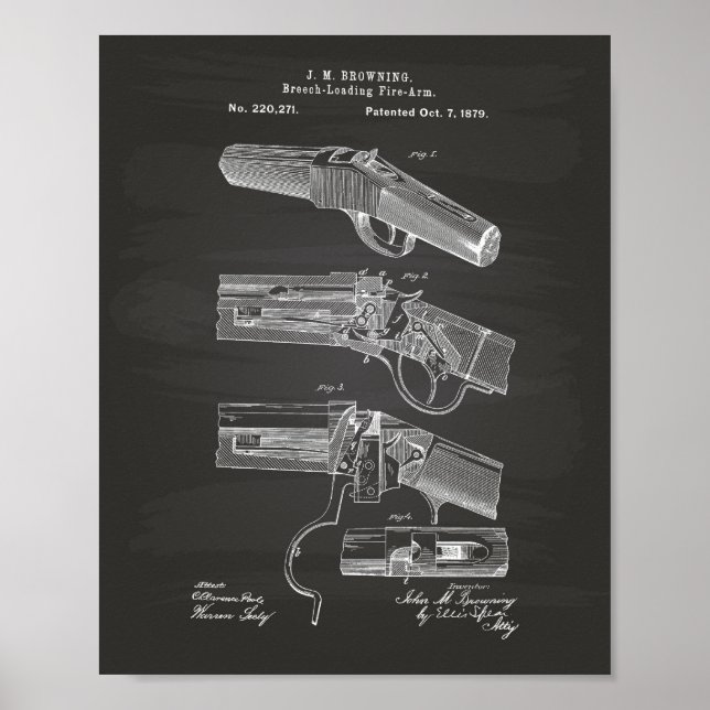 Fire Arms 1879 Patent Art - Chalkboard Poster (Front)