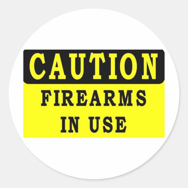 FIRE ARMS IN USE CLASSIC ROUND STICKER (Front)