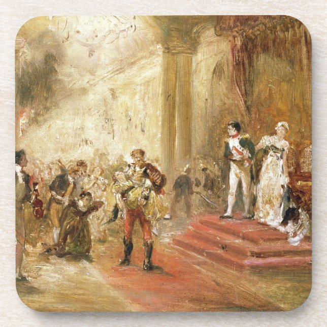 Fire at the Austrian Embassy (oil on canvas) Coaster (Front)