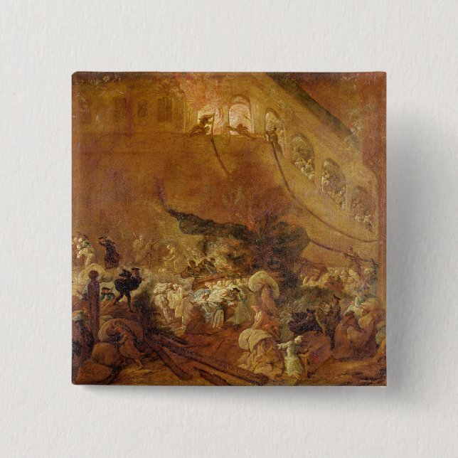 Fire at the Chambre des Comptes 15 Cm Square Badge (Front)