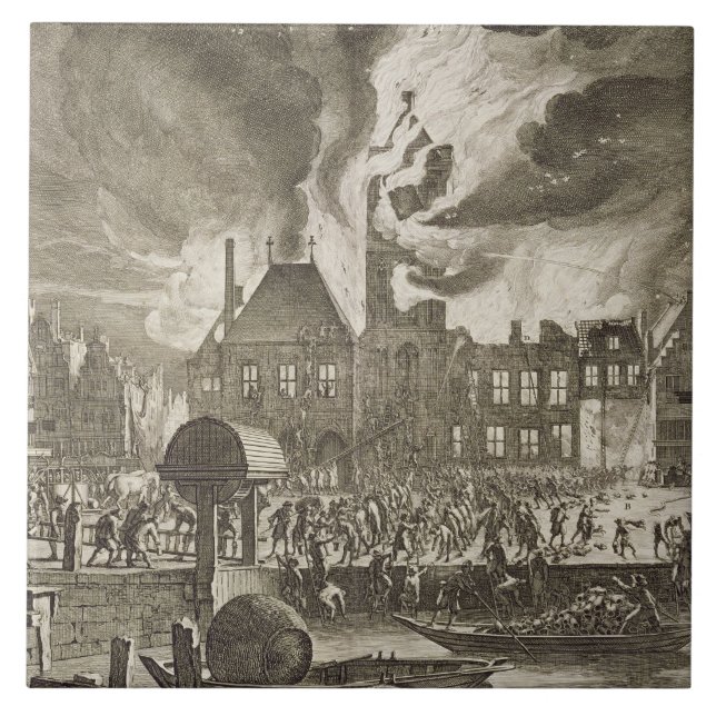 Fire at the old Amsterdam Town Hall, 17th July 165 Tile (Front)