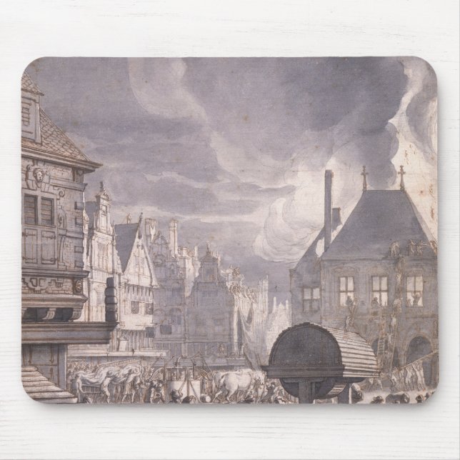 Fire at the Old Town Hall in Amsterdam Mouse Pad (Front)