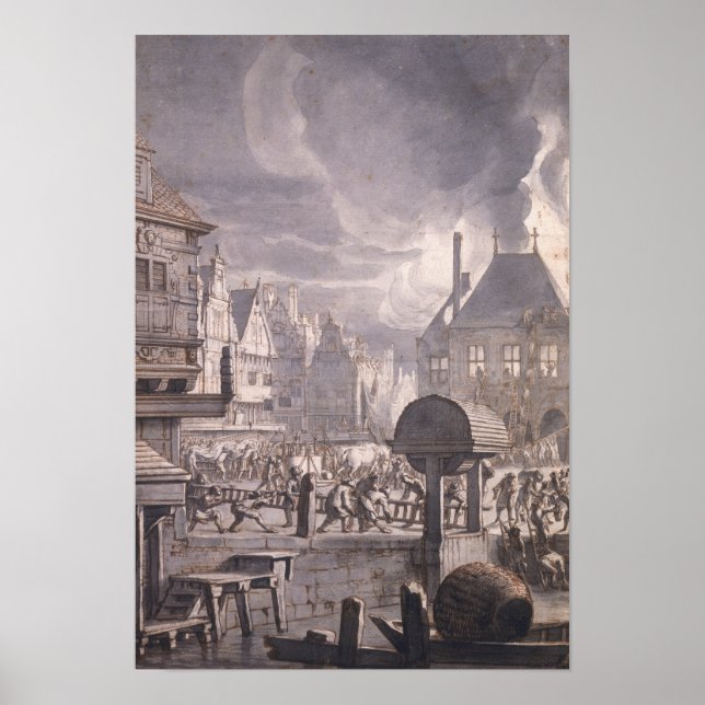 Fire at the Old Town Hall in Amsterdam Poster (Front)