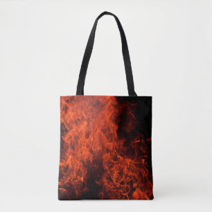 Fire background flame black hot tote bag