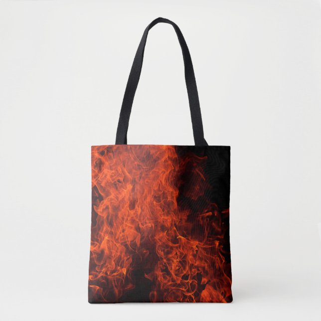 Fire background flame black hot tote bag (Front)
