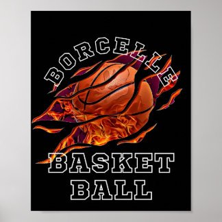 Fire Baskerball Lover Black Background Poster