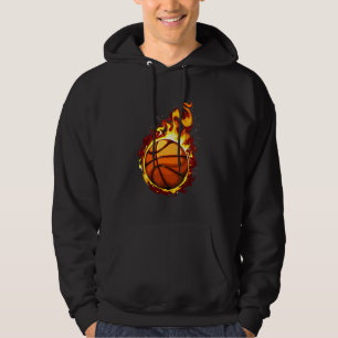 Fire Basketball Ball Flaming Basketball Player Hoodie