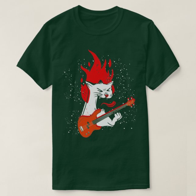 Fire Bass Guitar  T-Shirt (Design Front)