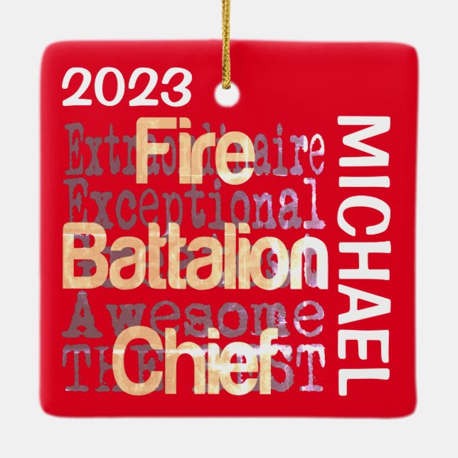 Fire Battalion Chief Extraordinaire CUSTOM Ceramic Ornament (Back)