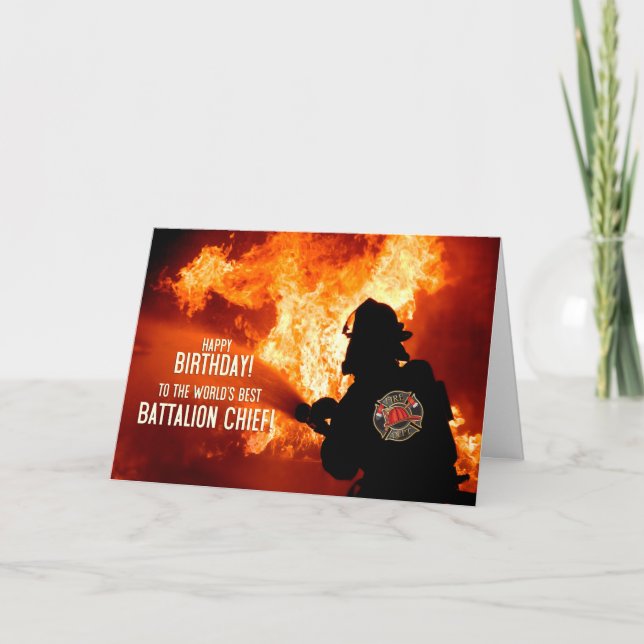 Fire Battalion Chief Firefighter Birthday Card (Front)