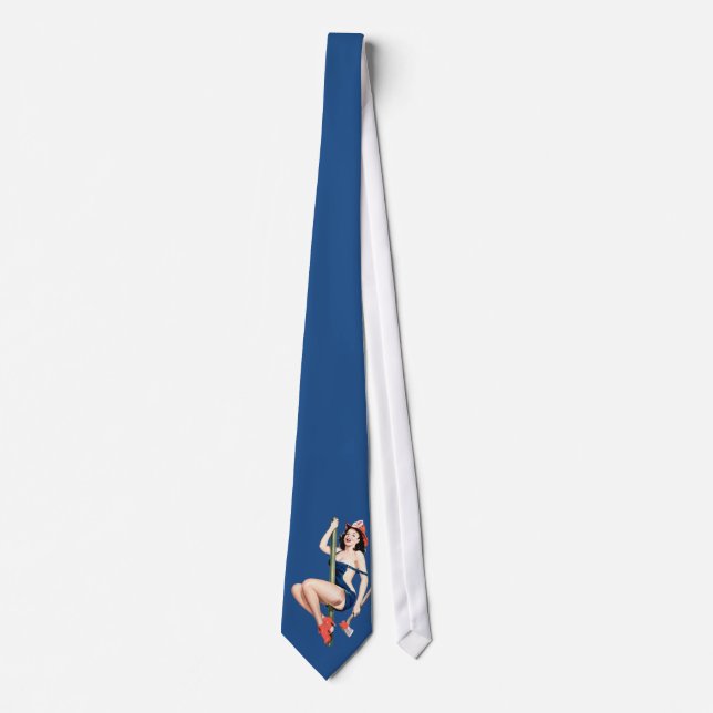 Fire Belle Vintage Pinup Girl Necktie Tie (Front)
