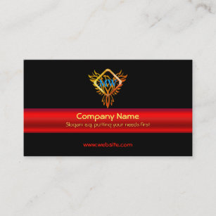 Fire Bird Phoenix on black and shiny red band Business Card