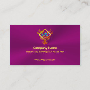 Fire Bird Phoenix on eggplant purple Business Card