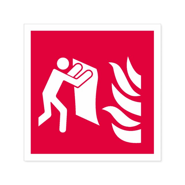 Fire Blanket Safety Sign Self-inking Stamp (Design)