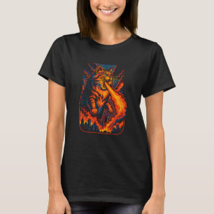 Fire-Breathing Cat Destroys City, Funny Art, Love T-Shirt