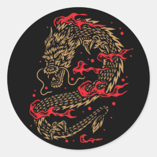 Fire Breathing Dragon Classic Round Sticker