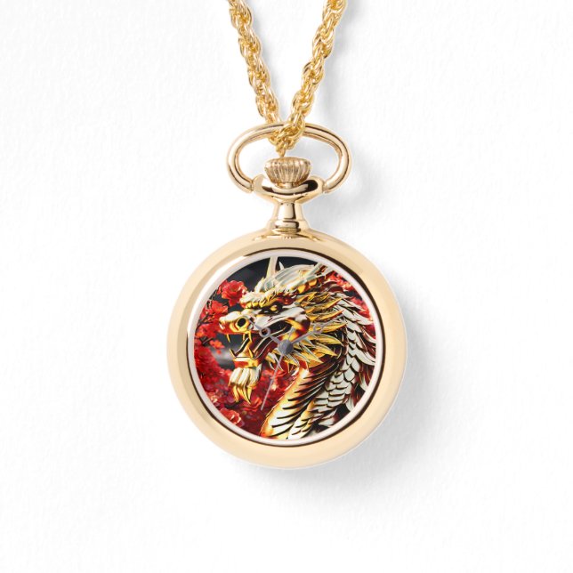 Fire breathing dragon gold head watch (Front)