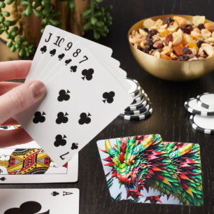 Fire breathing dragon Green And Red Playing Cards