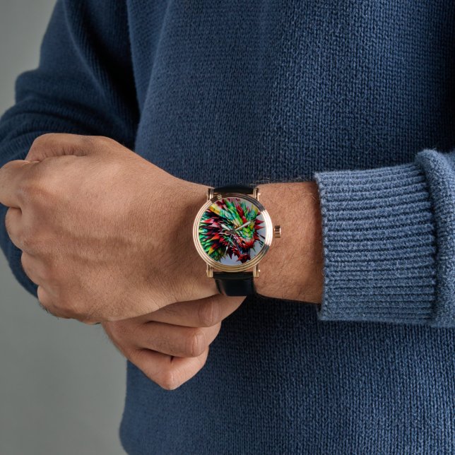 Fire breathing dragon Green And Red Watch (Wrist)