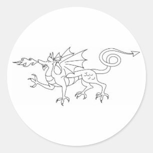 Fire breathing Dragon Illustration Classic Round Sticker