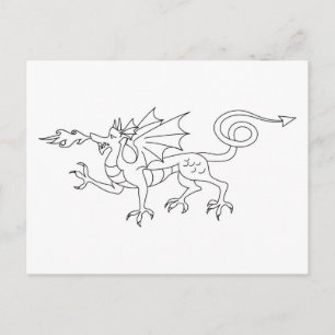 Fire breathing Dragon Illustration Postcard
