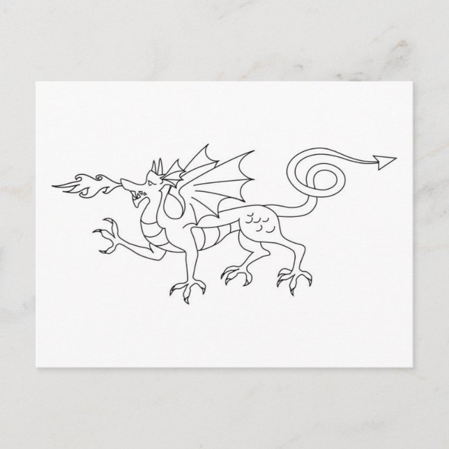 Fire breathing Dragon Illustration Postcard (Front)