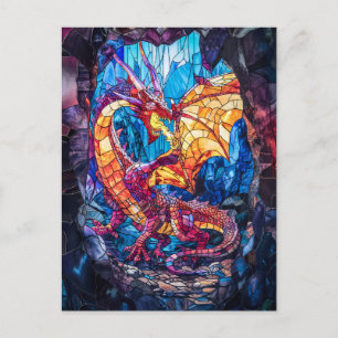 Fire-Breathing Dragon in Cave Postcard