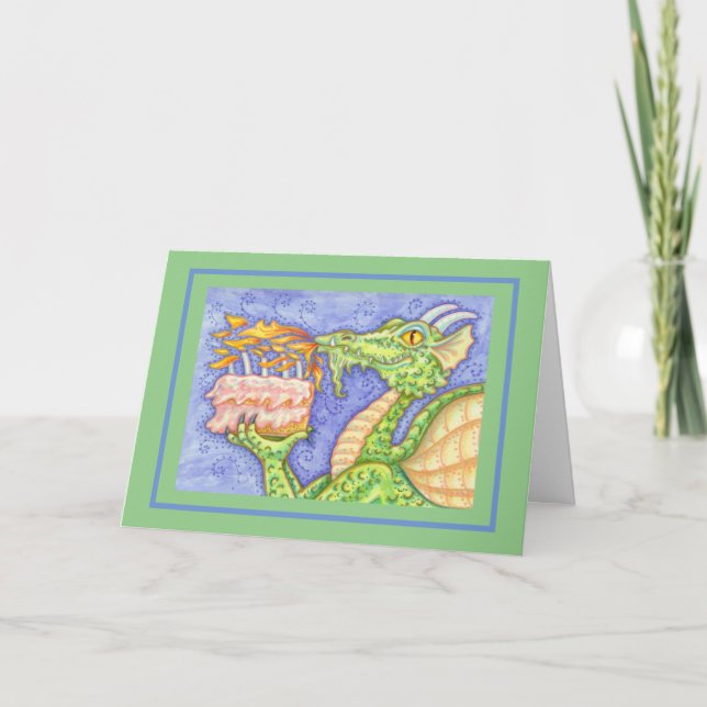 FIRE BREATHING DRAGON LIGHTING BIRTHDAY CANDLES CARD (Front)