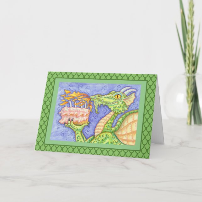 FIRE BREATHING DRAGON LIGHTING BIRTHDAY CANDLES CARD (Front)