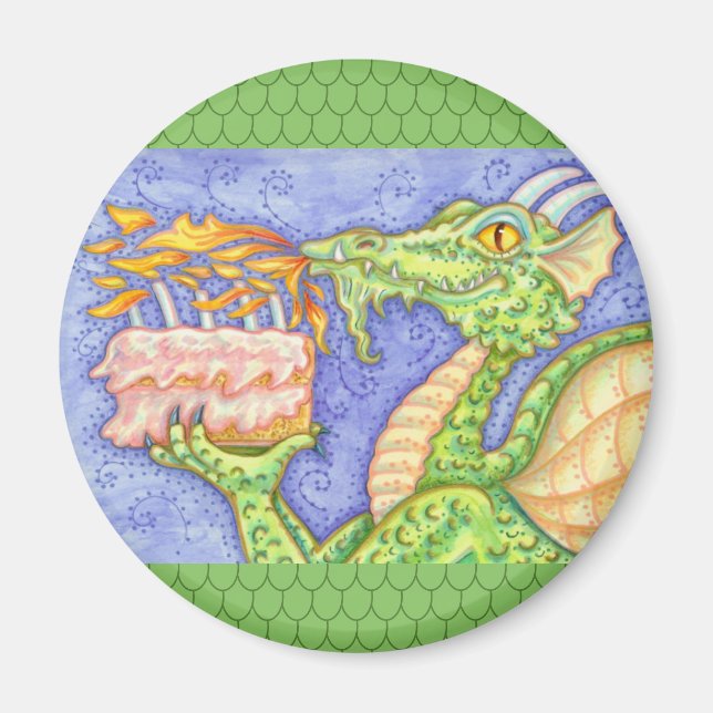 FIRE BREATHING DRAGON LIGHTING BIRTHDAY CANDLES MAGNET (Front)