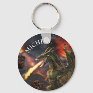 Fire Breathing Dragon Magical Fantasy  Key Ring