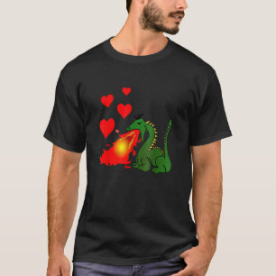 Fire Breathing Dragon Making Love Hearts T-Shirt