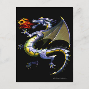 Fire-breathing dragon postcard