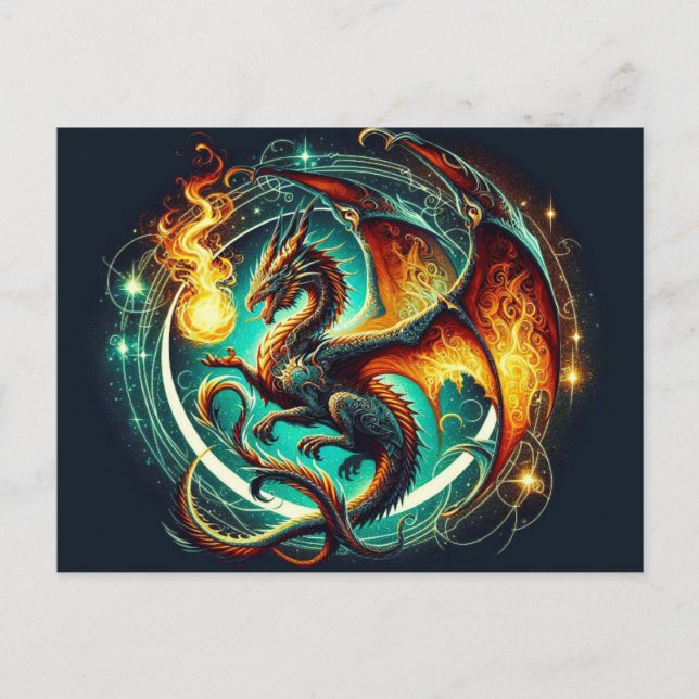 Fire breathing Dragon Postcard (Front)