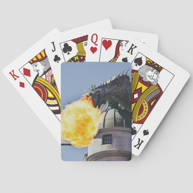 Fire Breathing Dragon Statue Playing Cards (Back)