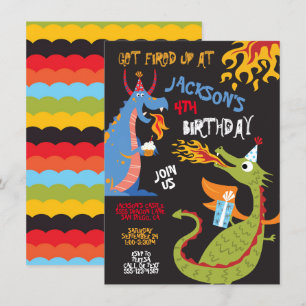 Fire breathing Dragons Birthday Party Invitation