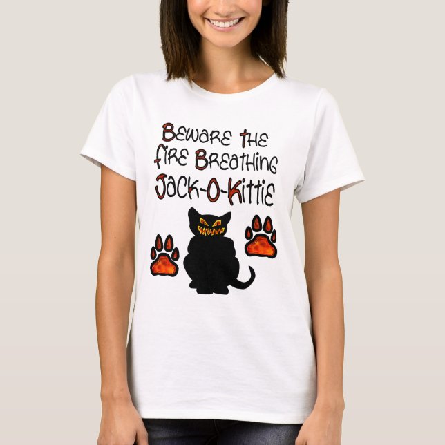 Fire Breathing Jack-O-Kittie T-Shirt (Front)