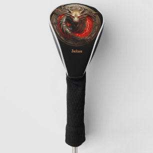 Fire Breathing Red Dragon Personalised Golf Head Cover