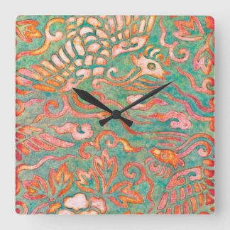 Fire-Breathing Southwest Desert Dragons Square Wall Clock