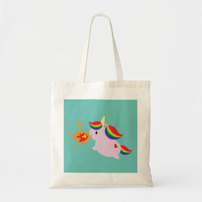 Fire-Breathing Unicorn Tote Bag (Front)