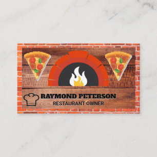 Fire Brick Oven Wood Pizza Slices Business Card