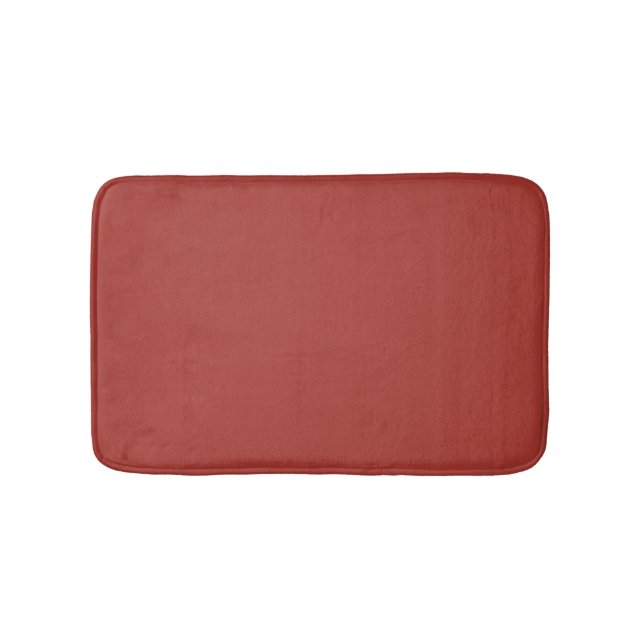 Fire Brick Red Solid Colour Print Bath Mat (Front)