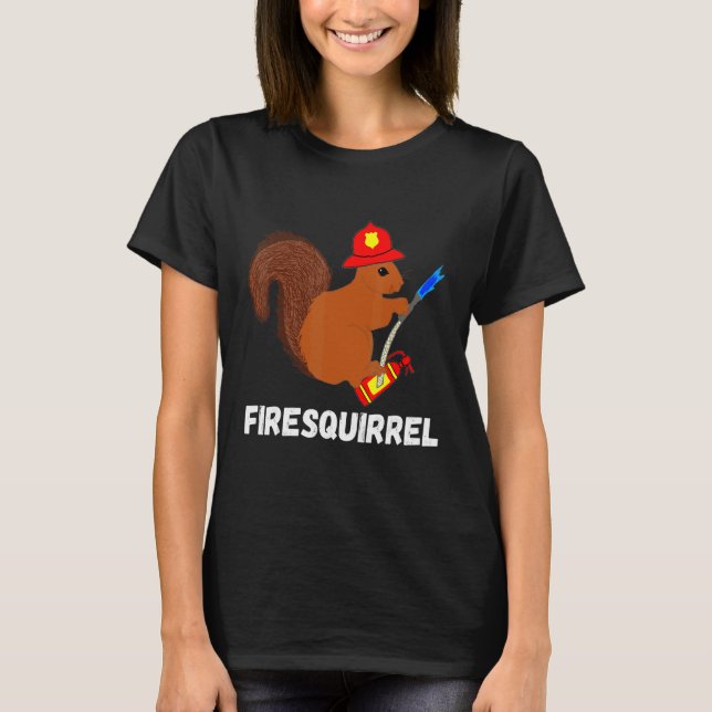 Fire Brigade Sweet Squirrel Rodent Fireman T-Shirt (Front)