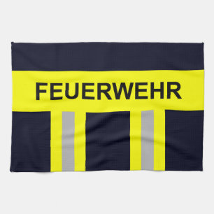 fire brigade symbol uniform blue tea towel