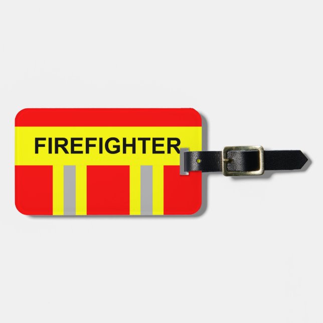 fire brigade symbol uniform red baggage tag (Front Horizontal)