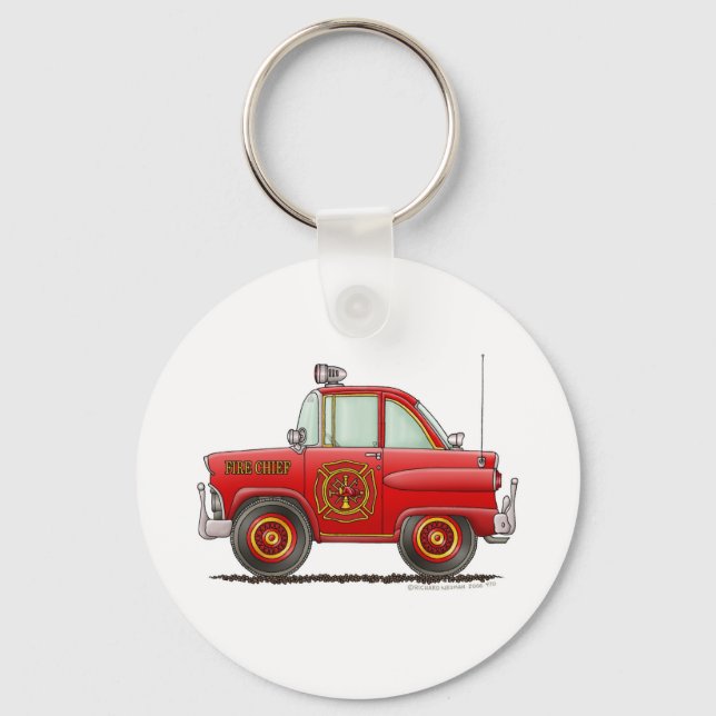 Fire Chief Car Firefighter Fireman Key Ring (Front)