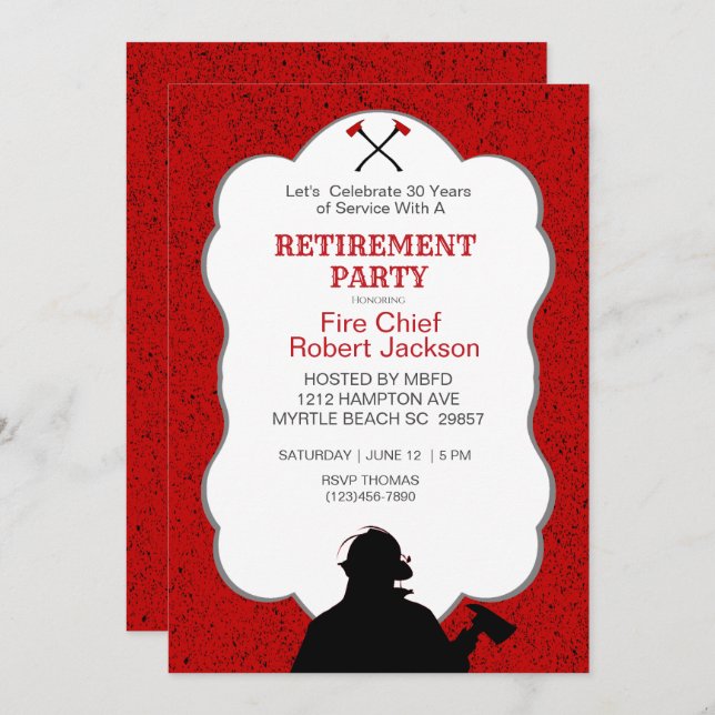 Fire Chief Retirement Party Invitation (Front/Back)