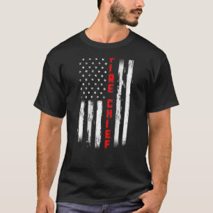 Fire Chief Tattered US American flag Fire Chief T-Shirt