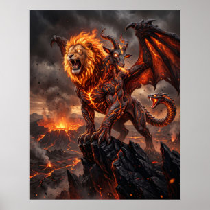Fire Chimera Mythic Caldera Art Poster