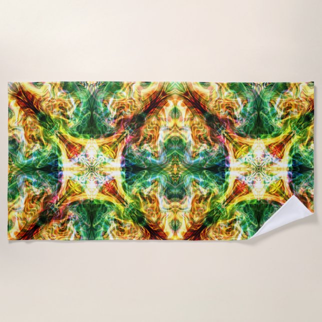 Fire Coloured Vapours Beach Towel (Front)